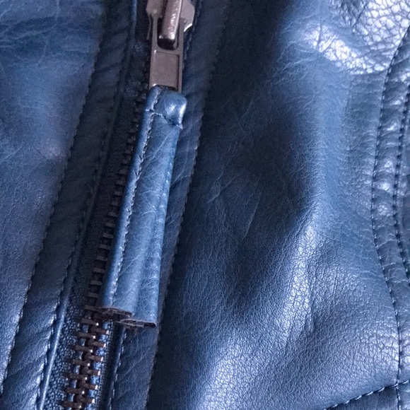 ✨Sold✨Faux Leather Zip Up Vest Med Joe Fresh Stone Blue In Colour - Picture 7 of 12